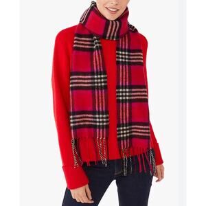 KATE SPADE WOOL PLAID SCARF FOLIAGE WOVEN NEW!